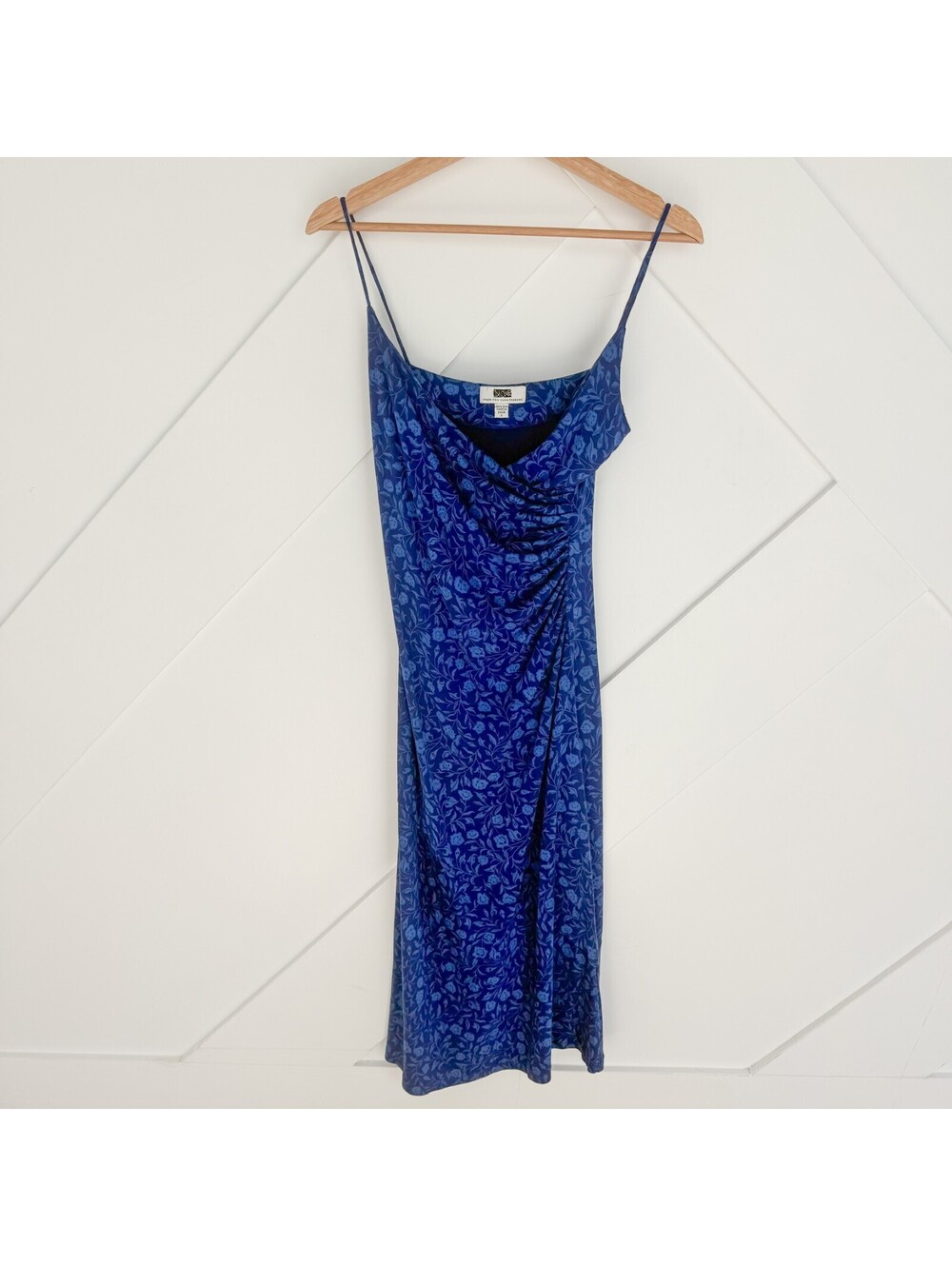 Vintage Diane von Furstenberg Blue 100% Silk Slip Dress Floral Size 2